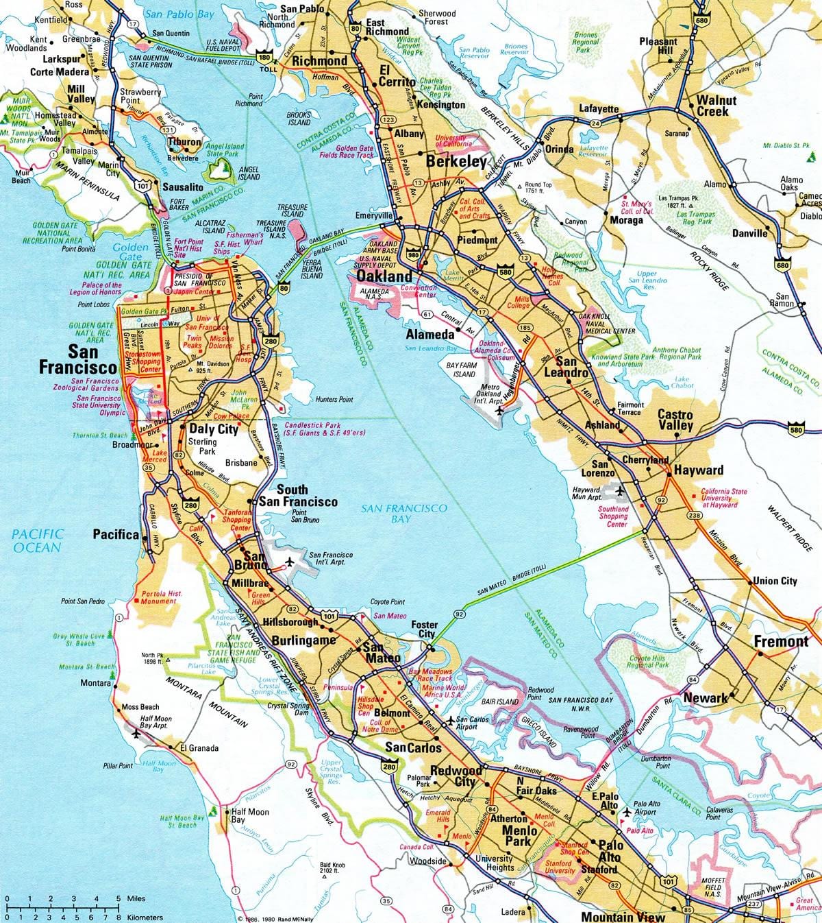 Kart over bay-området motorvei 