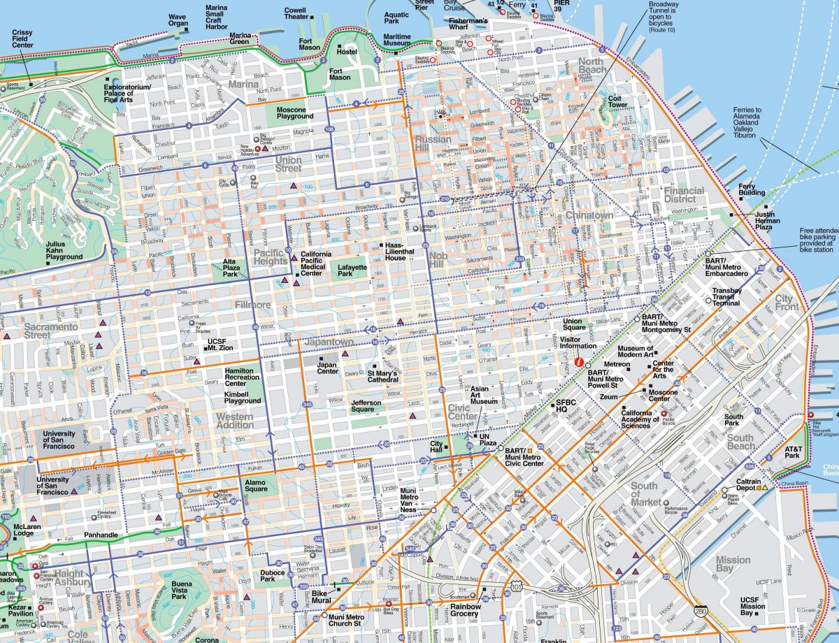 Detaljert kart over San Francisco
