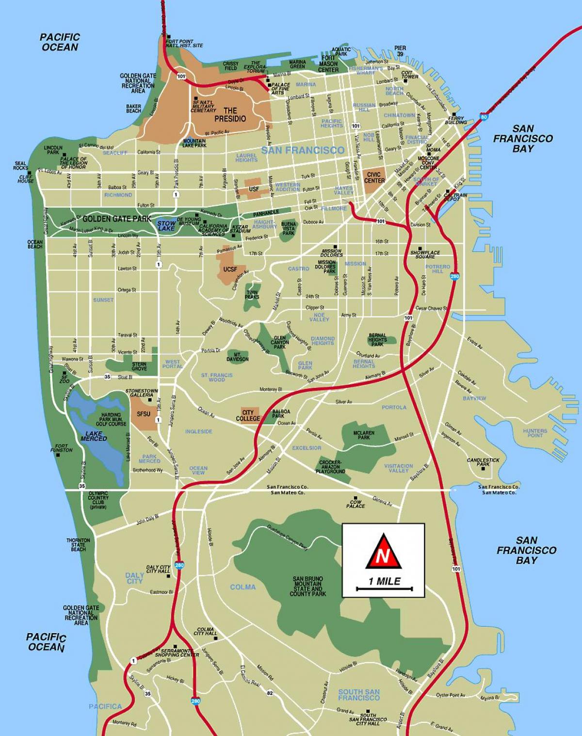 et kart av San Francisco