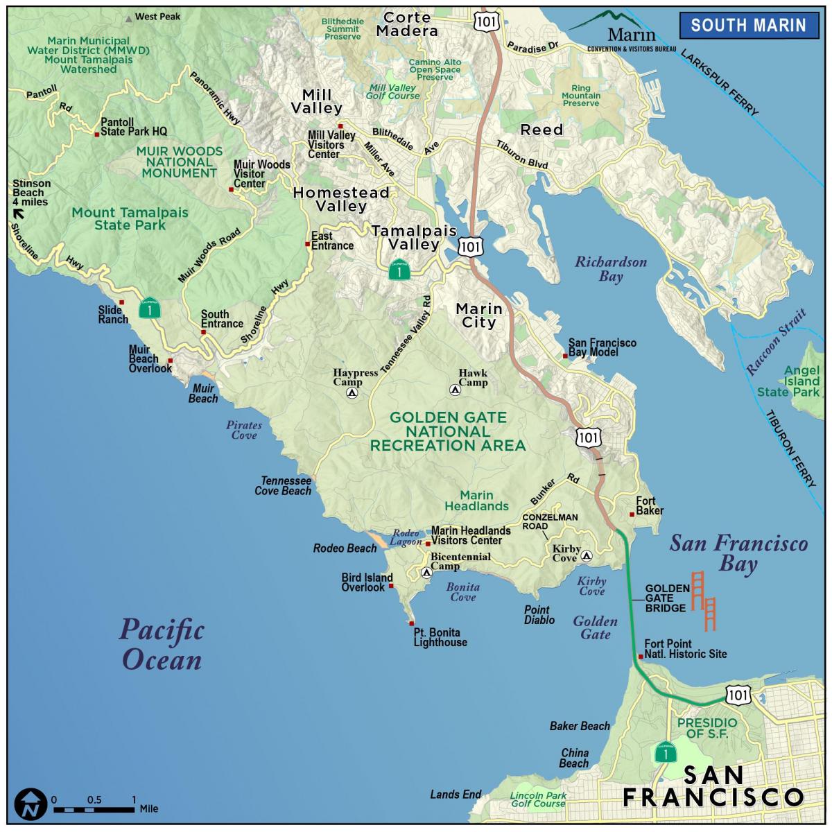 Kart av redwood forest San Francisco
