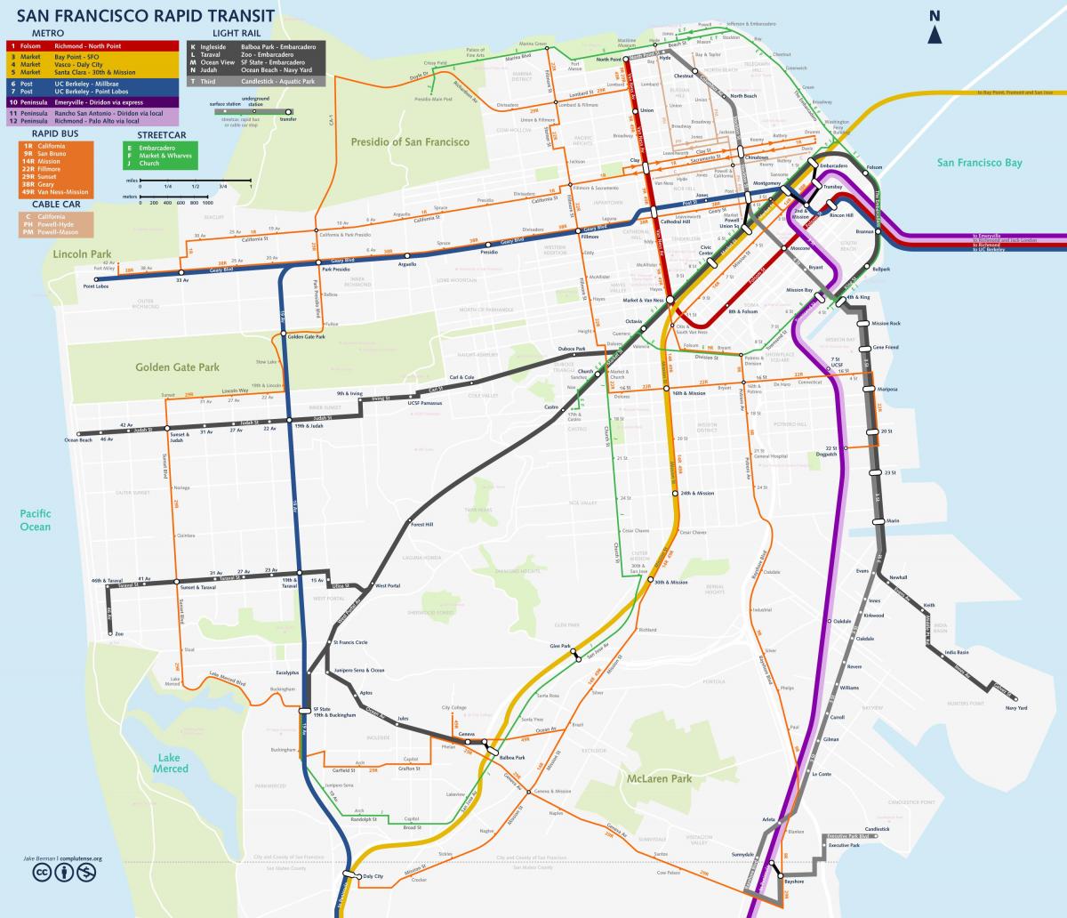 Kart av San Fran transitt
