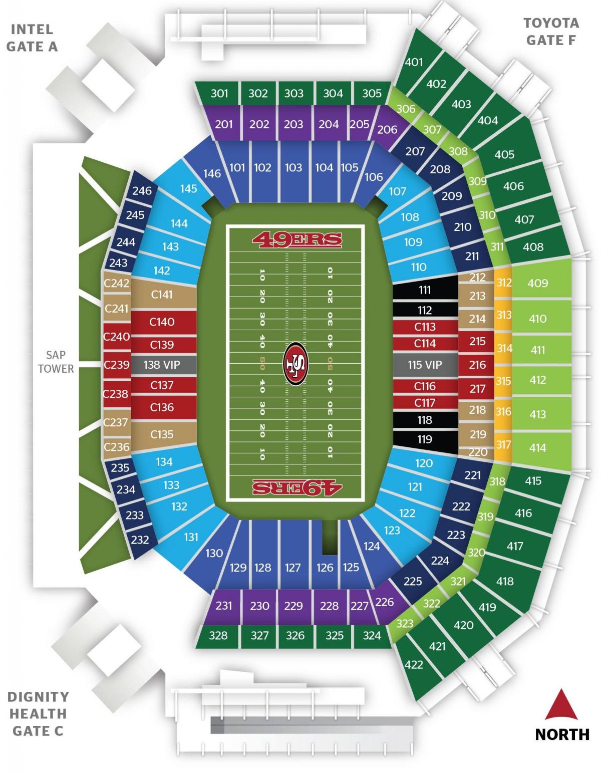 Kart av San Francisco 49ers stadion
