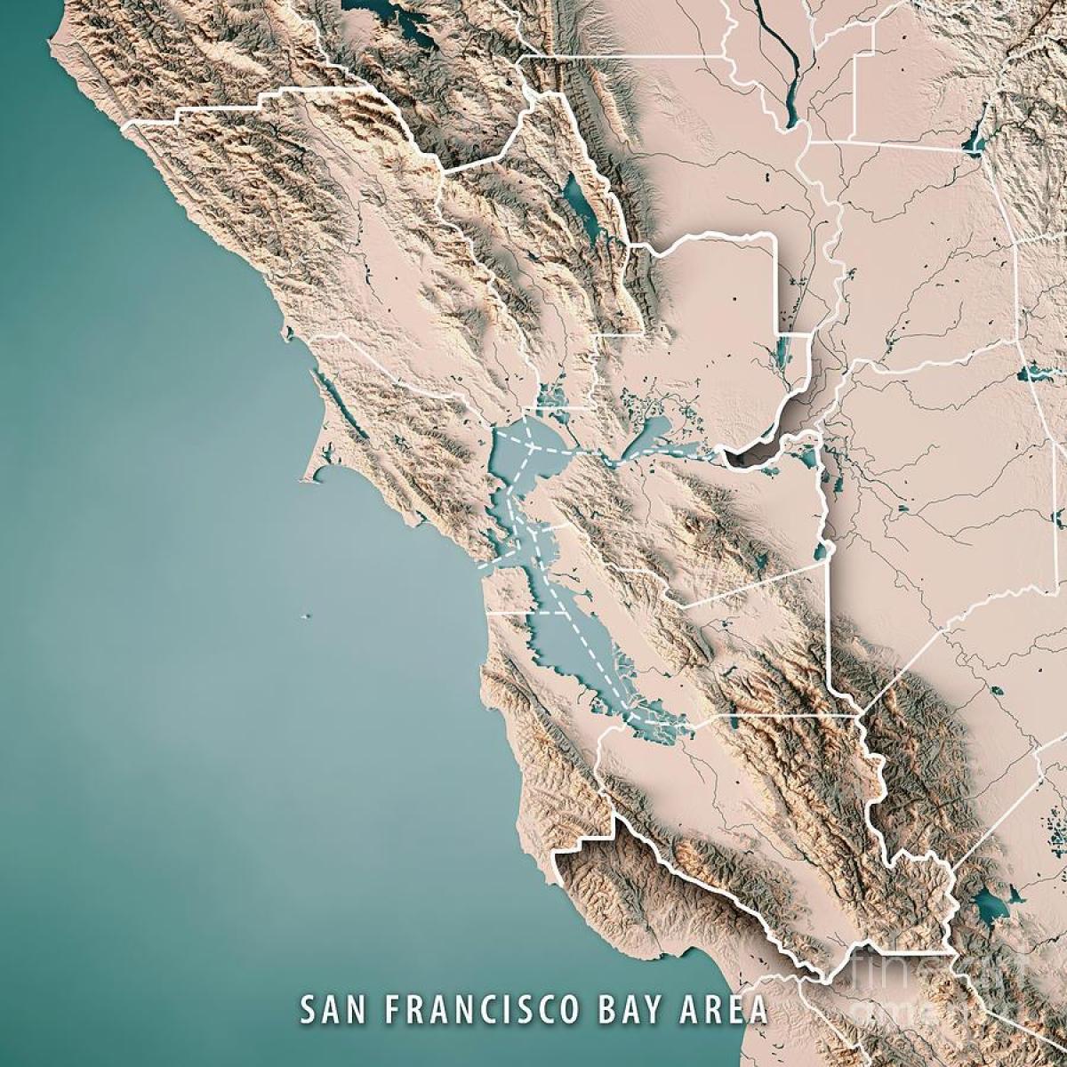 Kart over San Francisco bay topografiske 