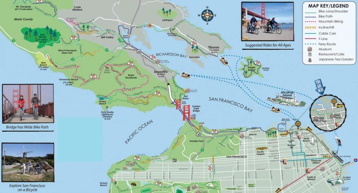 Kart av San Francisco sykkel tur