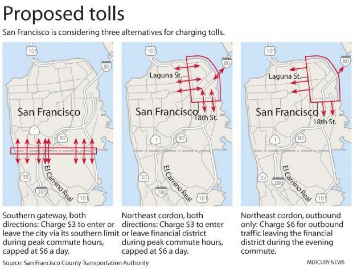 Kart av San Francisco bompenger