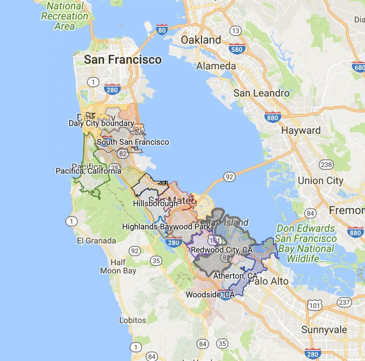 Kart av San Francisco city limits