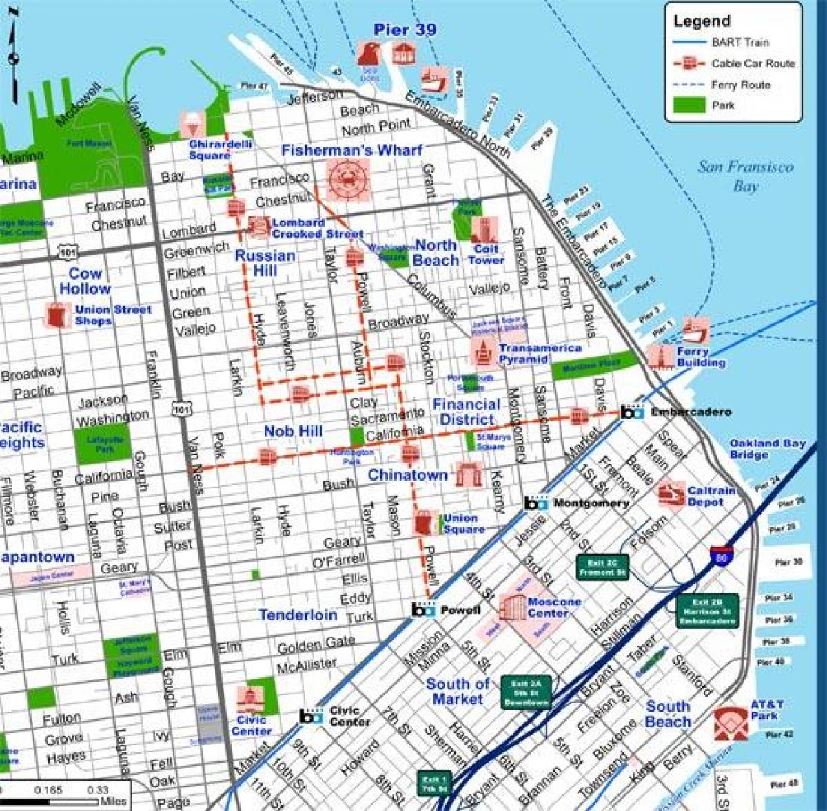 Kart av San Francisco city street