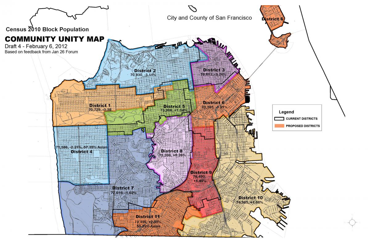 Kart av San Francisco-distriktet