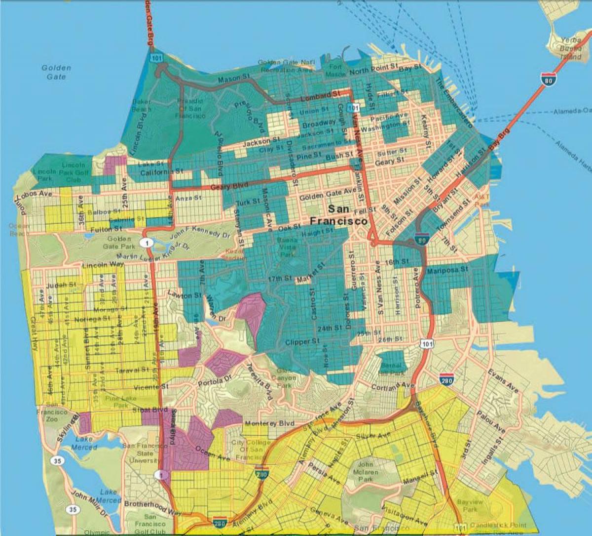 Kart av San Francisco gis