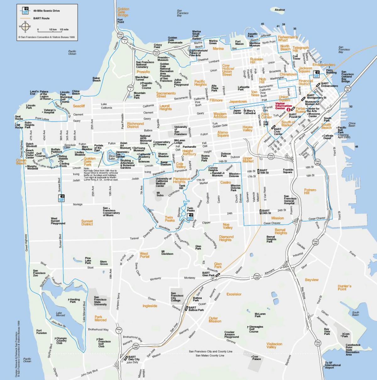Kart av San Francisco landemerker