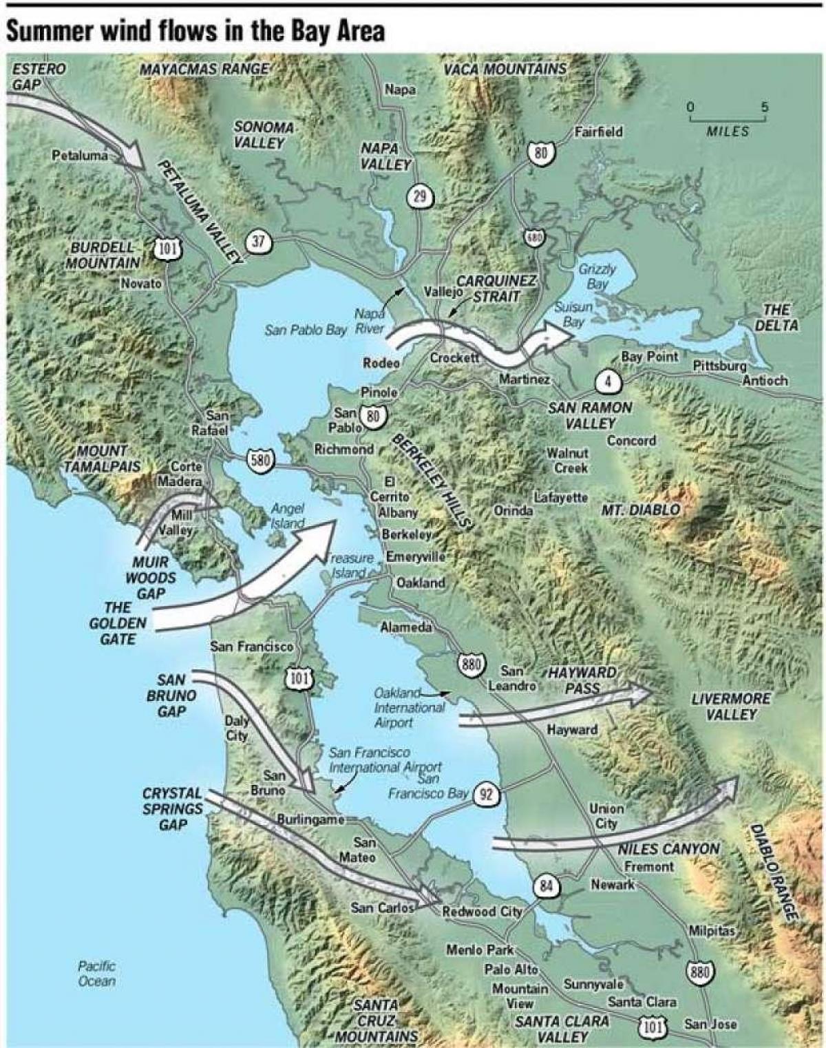 Kart av San Francisco mikroklima