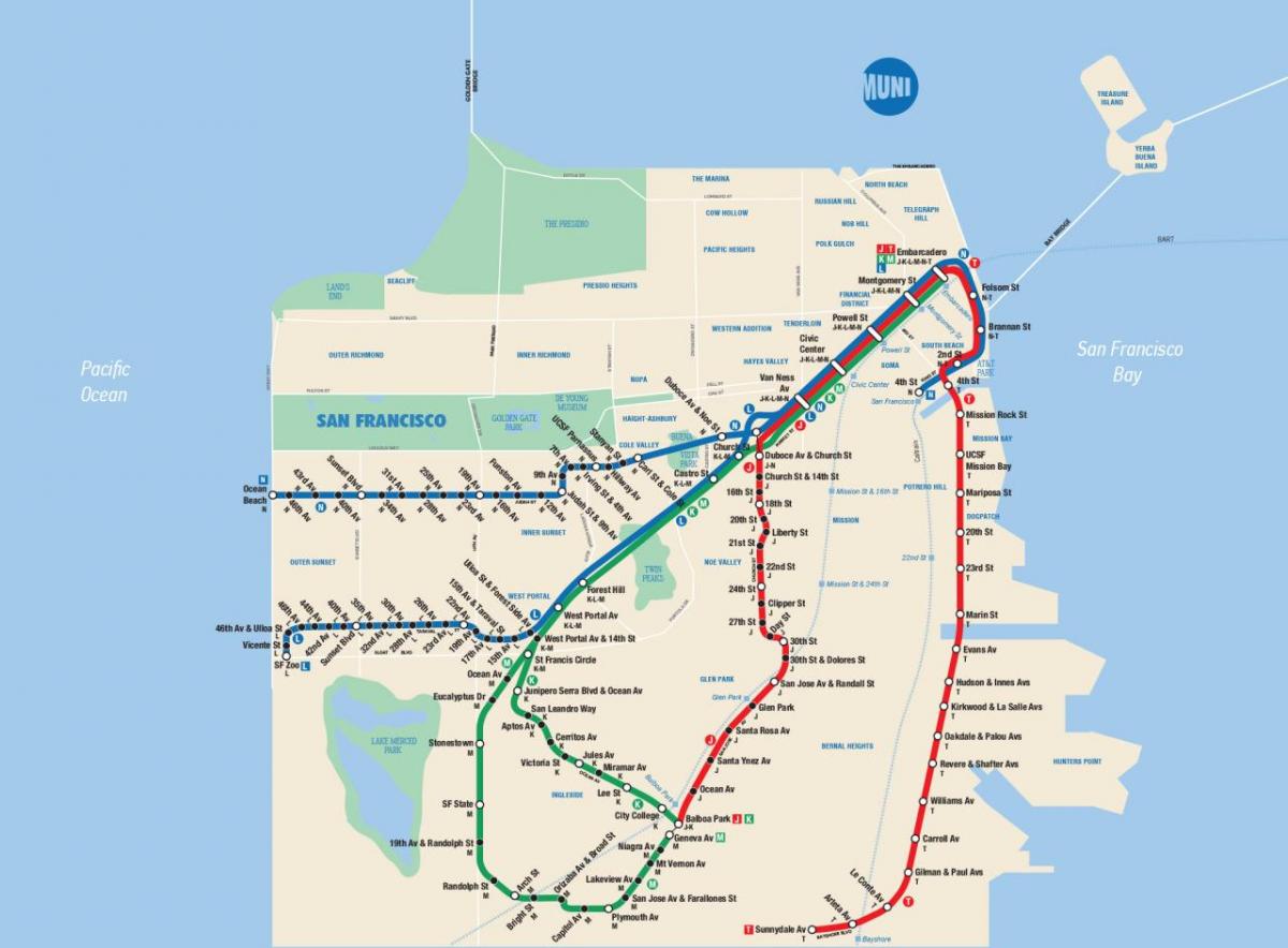 Kart av San Francisco muni-app