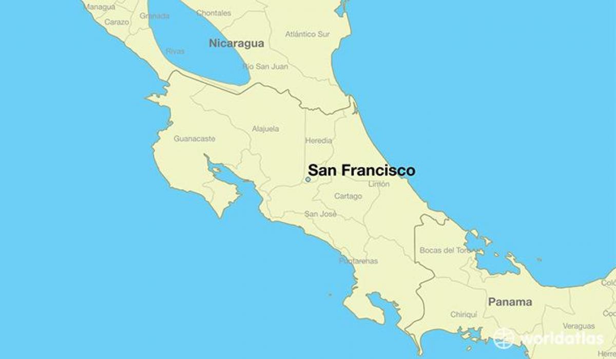 Kart av San Francisco på en verden