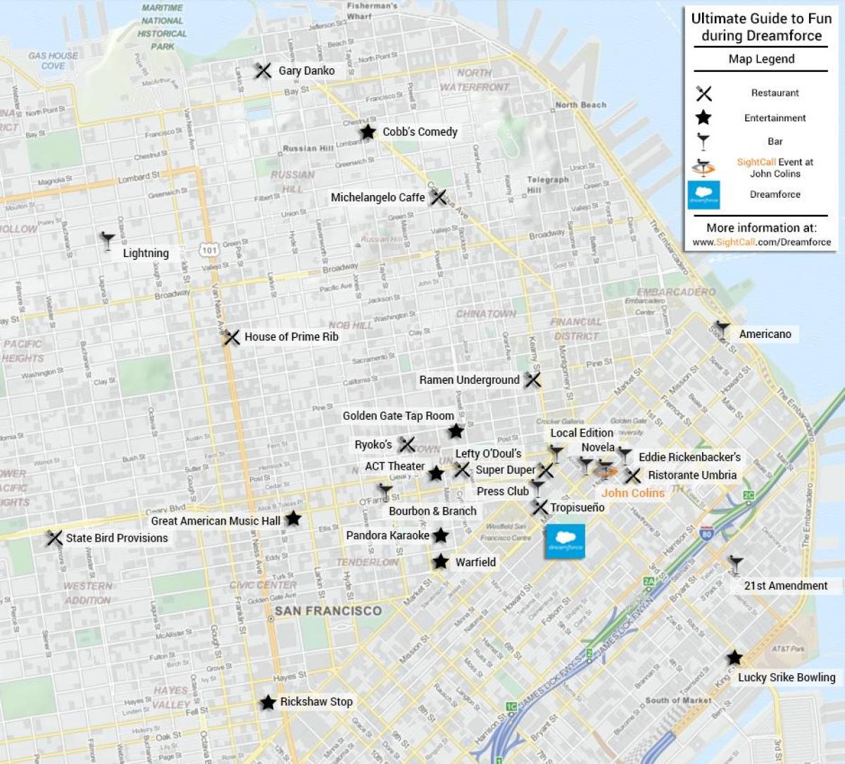 Kart av San Francisco restaurant