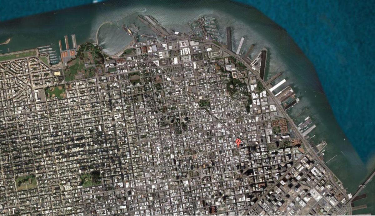 Kart av San Francisco, satellitt
