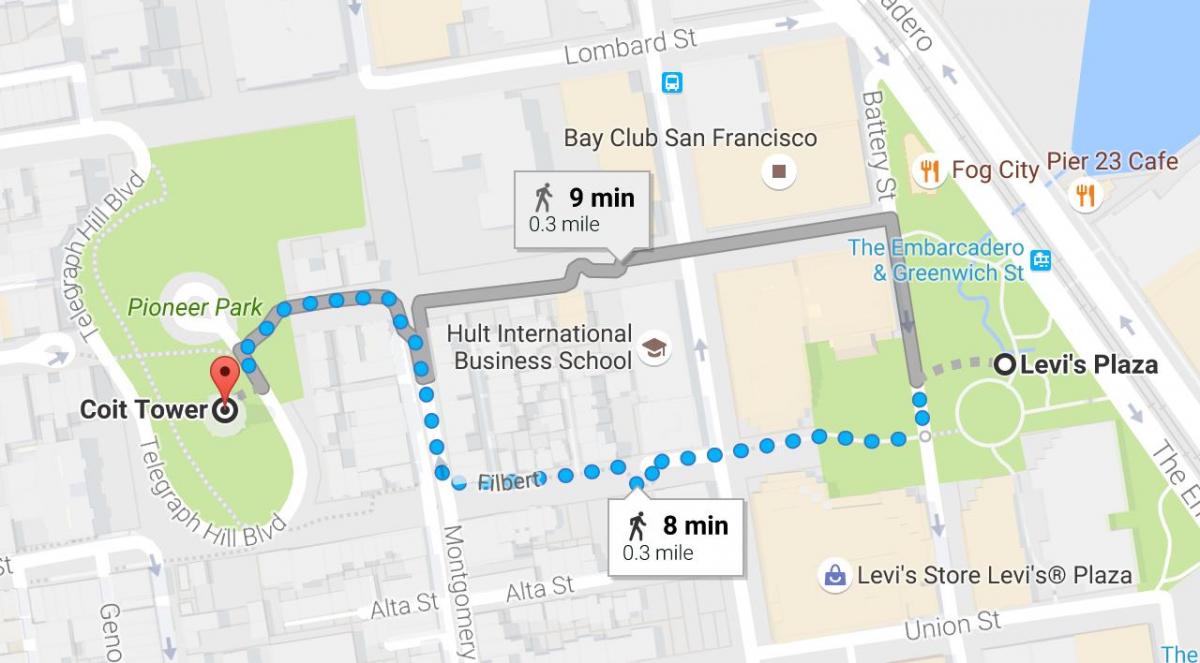 Kart av San Francisco selv guidet byvandring