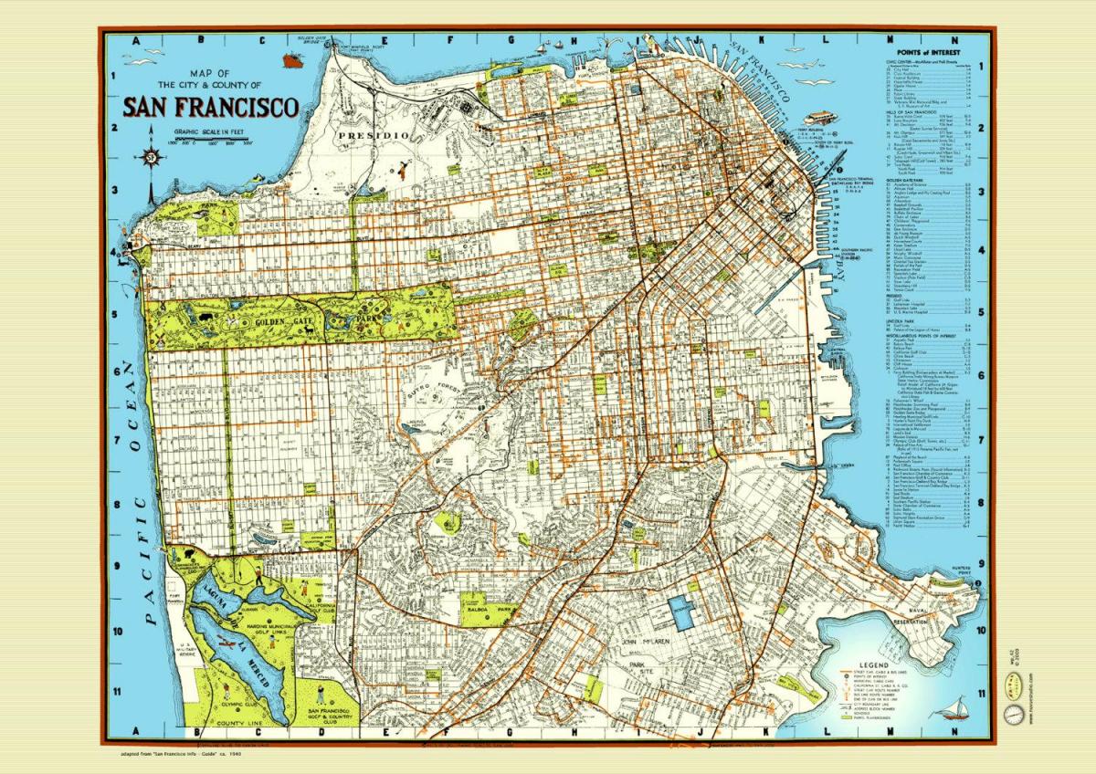 Kart av San Francisco street plakaten