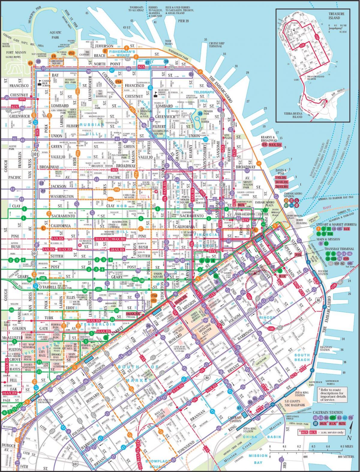 San Francisco offentlig transport kart