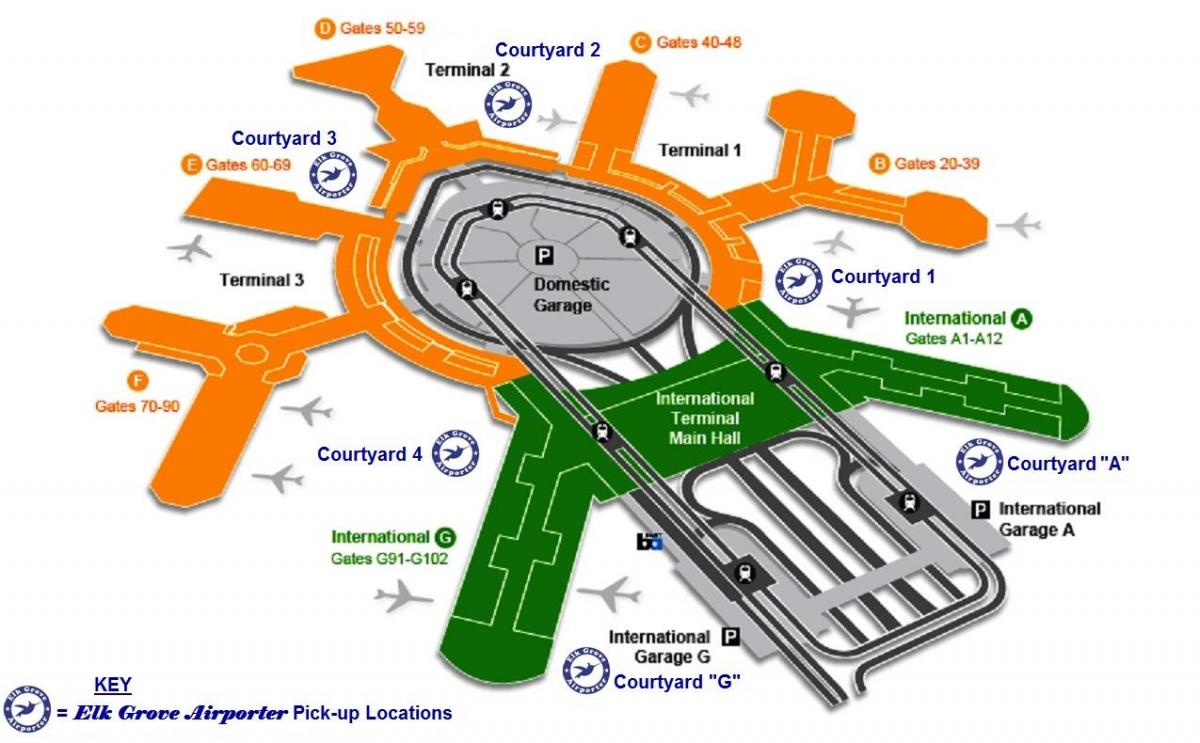 SFO internasjonale terminalen ankomster kart