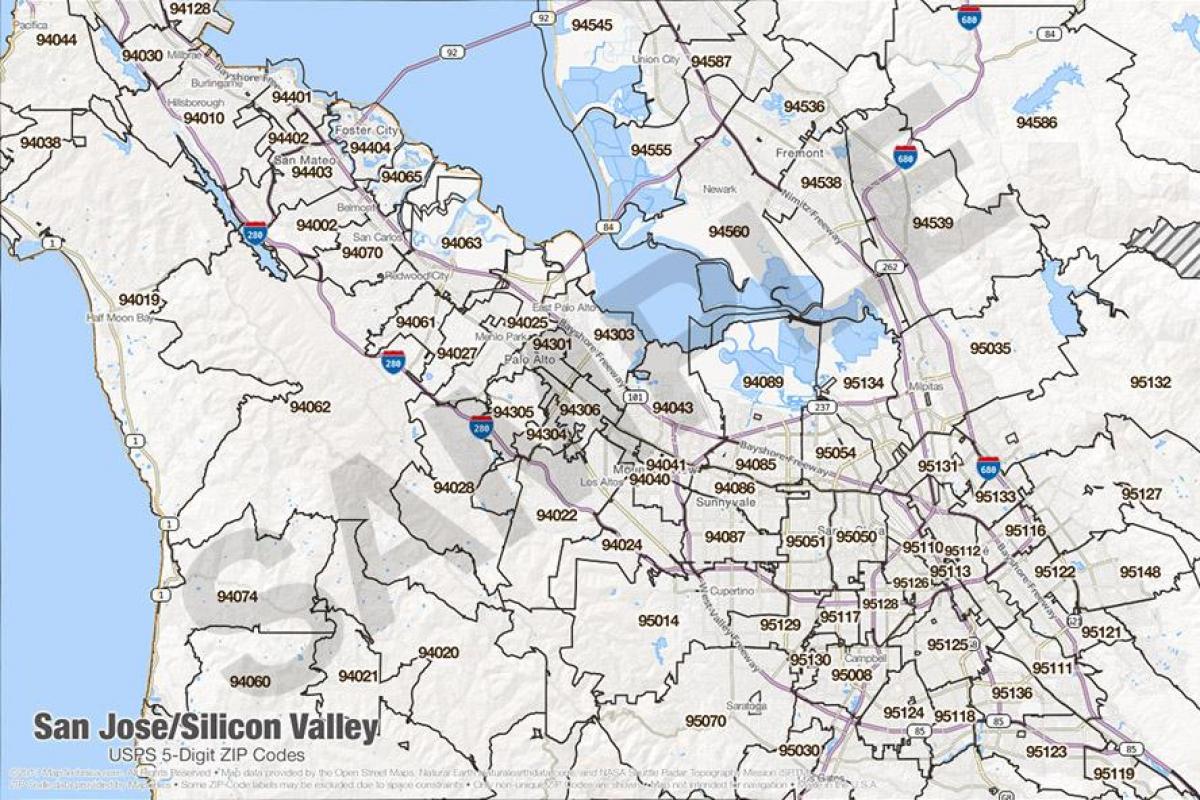 Kart av silicon valley postnummer