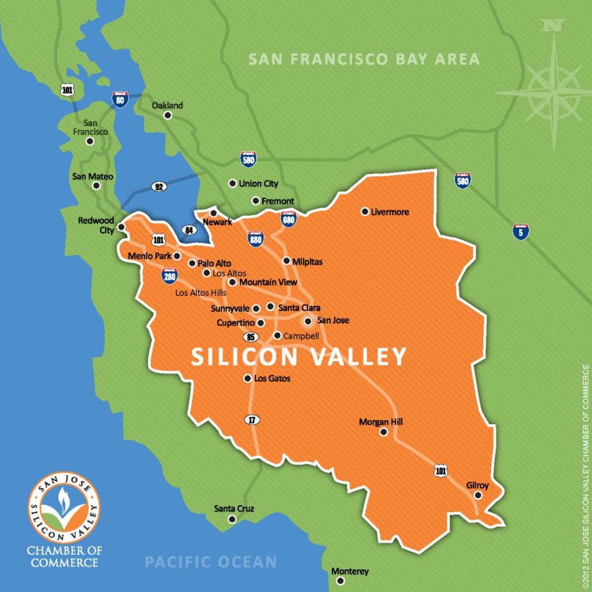 silicon valley i verden kart