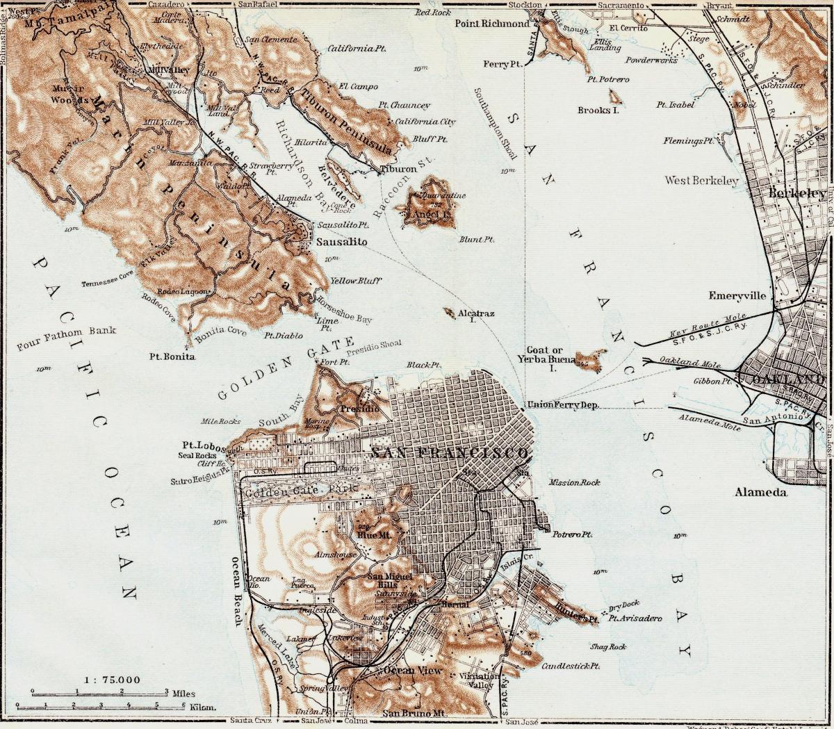 Kart av vintage San Francisco 