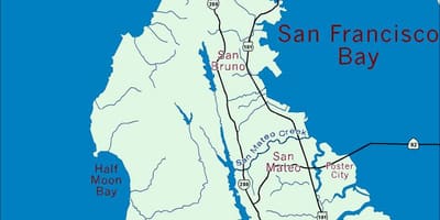 Kart av bay area-halvøya