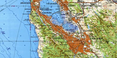 San Francisco bay area topografisk kart