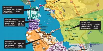 Kart over bay-området eiendomsmegling