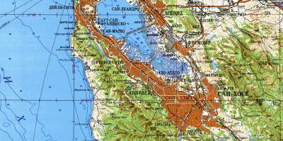 San Francisco bay area topografisk kart