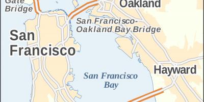 Kart over San Francisco og golden gate bridge