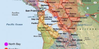 San Francisco-området kart og området rundt