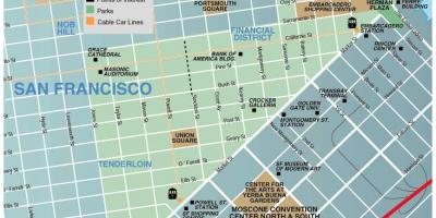 Kart av union square-området i San Francisco