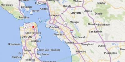 Kart over california byer i nærheten av San Francisco