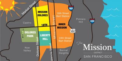 Kart av mission district i San Francisco