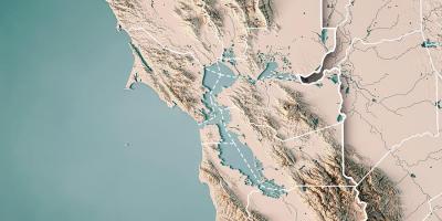 Kart over San Francisco bay topografiske 