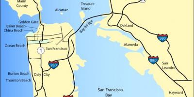 Kart av San Francisco strender