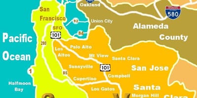 Kart av silicon valley beliggenhet