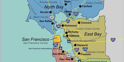 Kart over sør-San Francisco bay area