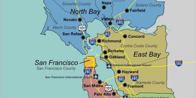 Kart over sør-San Francisco bay area